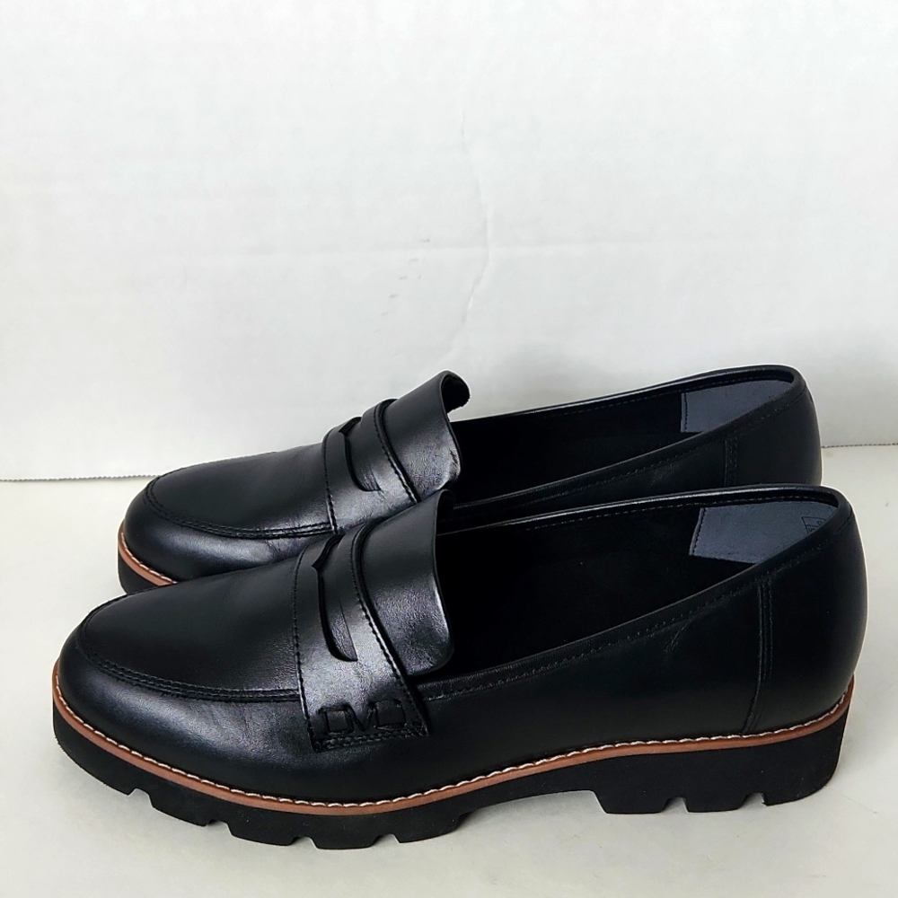 Vionic Women's Cheryl Chunky Black Leather Loafer Size 8M